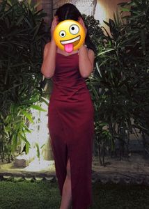Chic Maroon Square Neck Drape Dress