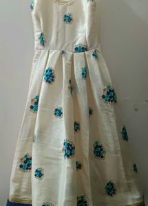 Embellished Cream Ethnic 10 year girl frock