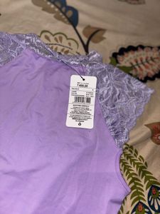Lavender Lace Trim Crop Top