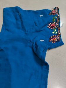 Vibrant Blue Embroidered Blouse