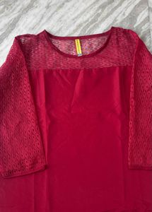 Elegant Red Lace Sleeve kurta