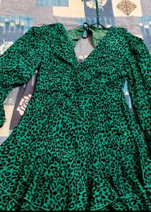 Shein Beautiful Dress Green Tiger Print