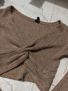 Twisted Front Knit Crop Top