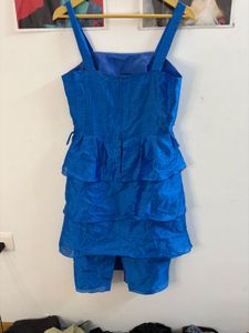Blue Ruffled Mini Dress