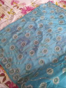 Blue party wear saree