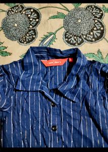 Blue Striped Collared kurta