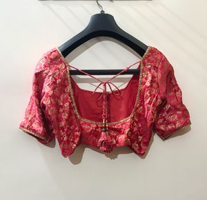 elegant salmon pink ethnic blouse