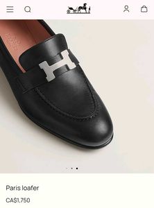 Authentic Hermes Black Leather Loafers with H Buck