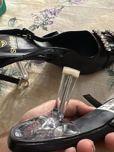 Chic Black Slingback Heels with Rhinestones