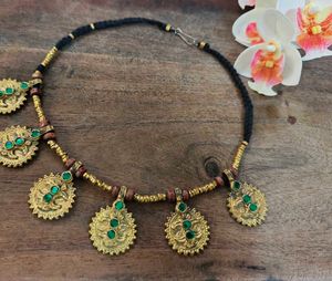 Vintage Afghani Necklace with Green Stones