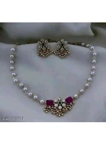 Elegant Pearl Necklace with Earrings combo of 2