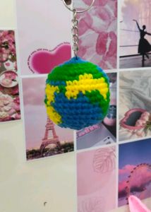 Handmade Crochet Earth Keychain