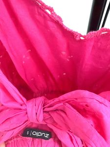 Chic Pink Eyelet Mini Dress