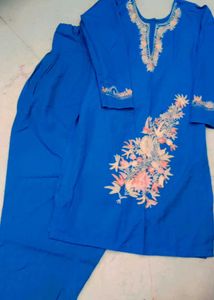 Pashmina Kashmiri Kdhai Suit Without Dupatta