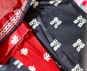 Black and Red Printed Kurta with Patiala Pants