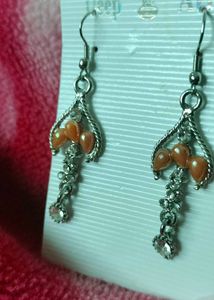 Brand new Elegant Drop Earrings with Orange Beads