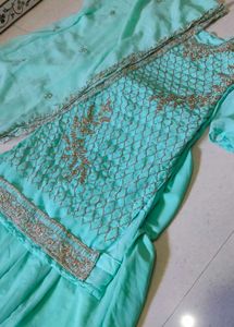 Elegant Teal Kurta Set with Embellishments