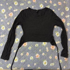 Black Long Sleeve Asymmetrical Top