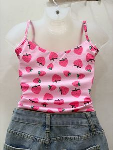 Cute Strawberry Print Camisole Top
