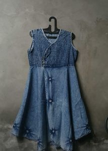 Bi Amma stylish Denim Printed Midi Dress