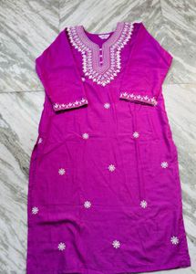 Beautifully Embroidered Magenta Kurta Set