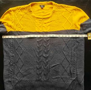 Men's Yellow &amp; Grey Cable Knit Sweater