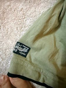 Olive Green T-Shirt with Black Pocket