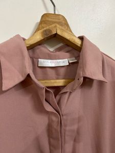 Stalk Buy Love Pink Shirt Dress with Pockets
