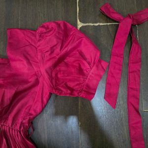 cherry red Pleated Midi Dress