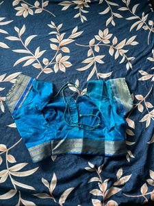 Vibrant Rani Pink Saree with sky blue blouse