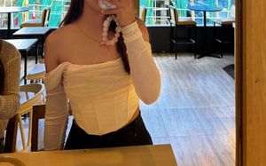 Cream Corset Top with Puffy Sleeves