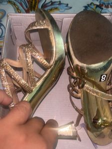 Sparkling Gold Strappy Heels