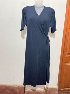 Classic Navy Blue Wrap Dress