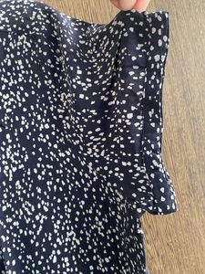 Navy Blue Ditsy Print Button-Up Shirt