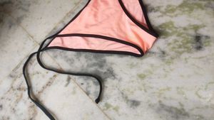 Peach Bikini Bottom with Black Trim