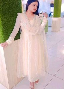 Elegant Cream Anarkali Suit with Dupatta