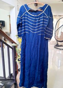Royal Blue Kurta with Silver Stripe