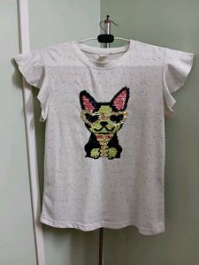 New Cute Dog Sequin T-Shirt