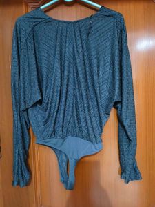 Stylish Textured Bodysuit Top