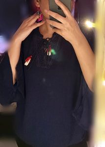 Navy Blue Kurta with Tassel Detail