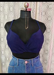 Deep Blue Wrap Bra Top