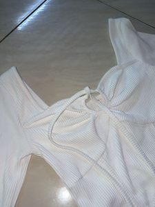 White Long Sleeve Corset style Top (little Box)
