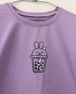 New Cute Purple Boba Tea Bunny T-Shirt