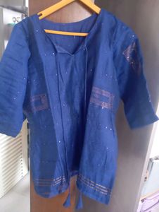 Royal Blue Silk Sharara Set