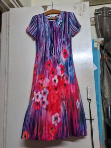 Vibrant Pleated Floral Dress