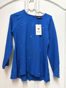 Zara Basic Blue Embellished Tunic - Size S