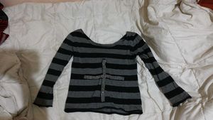 Goth Striped Long Sleeve Top