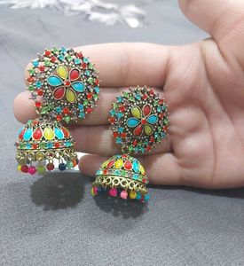 Bohemian Multicolor Jhumka Earrings