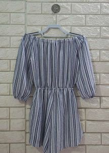 Boho Chic Striped Off-the-Shoulder Romper
