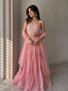 Stunning Pink Sequined Lehenga Choli Set